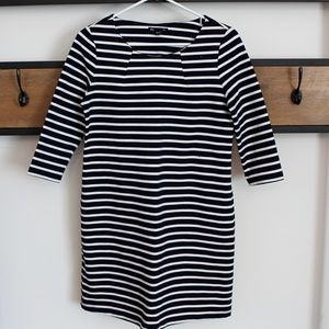 GAP 3/4 Sleeve Navy Striped Swing Dress Small